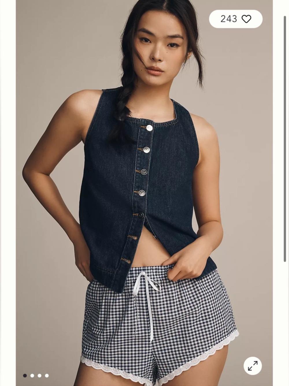 ALIGNE Miranda Sleeveless Button Front Denim Top Dark Wash NWT Size 10